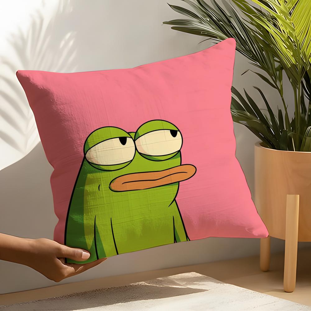 Cute frog meme Pillow Case Home Living Room Decoration Linen Pillow Cases Cushion Cover