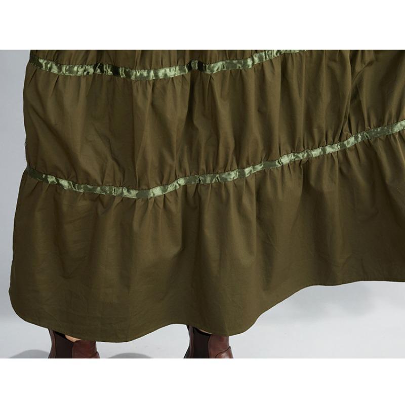 DIMANAF 2025 Весеннее Полосатое Платье Женское Повседневное Винтажное Длинное Платье Свободный Принт Макси Базовое Зеленое Черное Платье