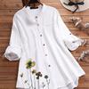 Women's Button Down Round Neck Shirt Classic Long Sleeved Fashion Shirt Floral Pattern Office Work Shirt Blouse