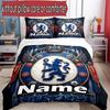 3pcs Duvet Cover Set (1*Duvet Cover + 2*Pillowcase, Without Core), Custom Name Chelsea Football Club Pattern Bedding Set, Home Bedroom Decor Gift