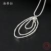 New Oval Stacked Alloy Necklace Premium Pendant Light Style Hip Hop Sweater Chain