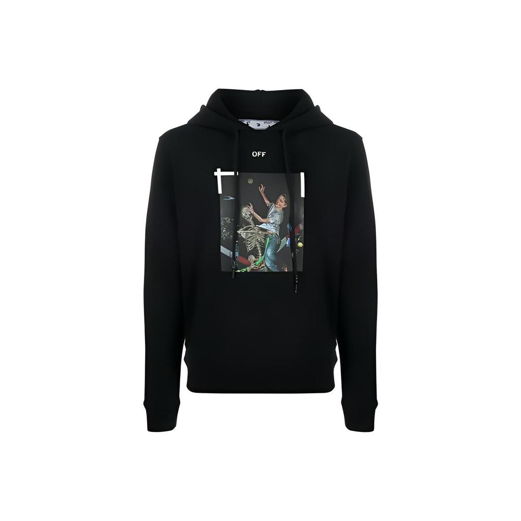 Off-White Тонкая толстовка с принтом Pascal, черные/белые мужские топы OMBB034F20FLE0111001