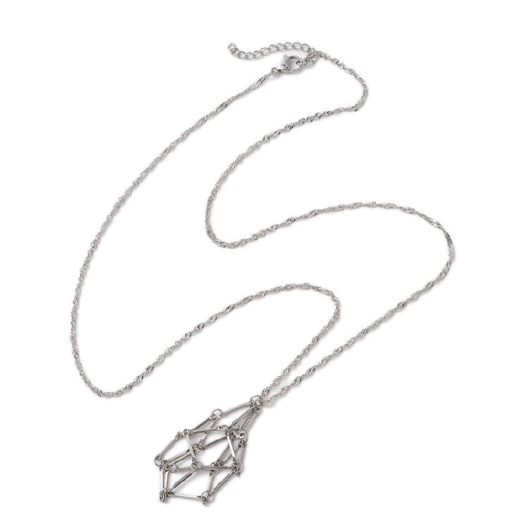 3 шт. Пустая Кристаллическая Клетка-Держатель Ожерелье Штабелируемая Цепочка на Шею для Мужчин Женщин DIY Украшения Подарок и Модные Аксессуары