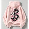 Vintage Japanese Streetwear Kids Hoodie Black Dragon Sakura Cherry Blossom Print Loose Oversized Pullover For Boys Girls