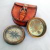 Brass 5.08 Cm Sherlock Holmes Compass, With Beautiful Leather Case Travelling Compass Best Gift For Christmas