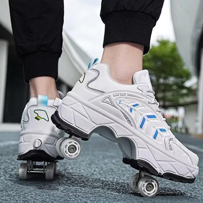 Повседневные роликовые коньки, 4-колесные паркурные кроссовки, роликовые коньки, городская уличная спортивная обувь, квады-трансформеры