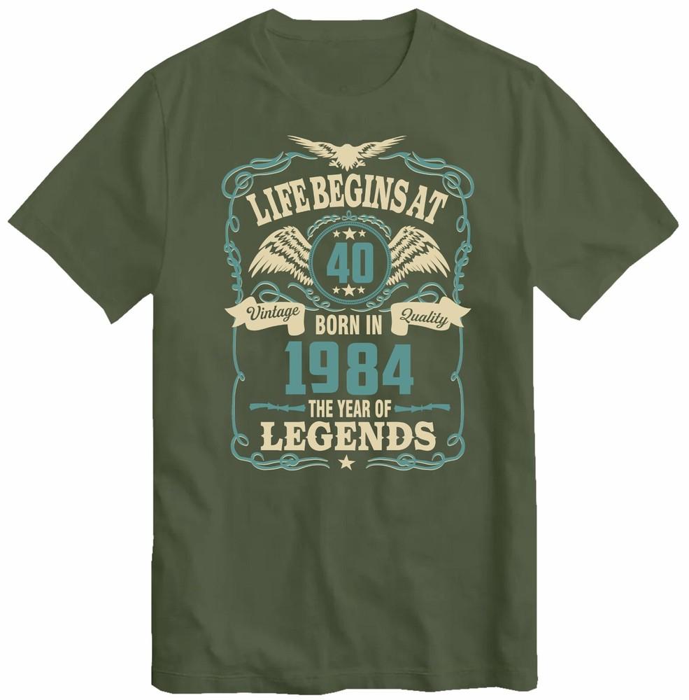 Unisexs 40th Birthday Tshirt Life Begins At 40 Born In 1984 Birthday Tee Top Gift