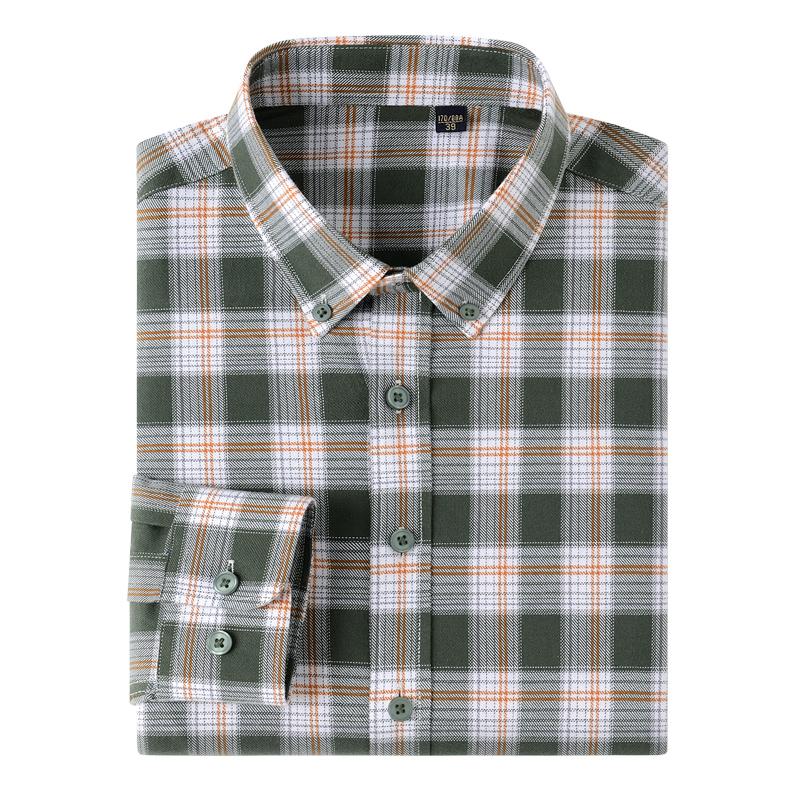Рубашки в клетку из чистого хлопка с двусторонним начесом, в стиле business casual, с длинным рукавом, фланелевые, осенние, мягкие, мужские, классические, новые, высокого качества