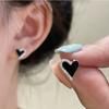 Imitation Zircon Black Love Heart Stud Earrings for Women Wedding Party Jewelry Accessories