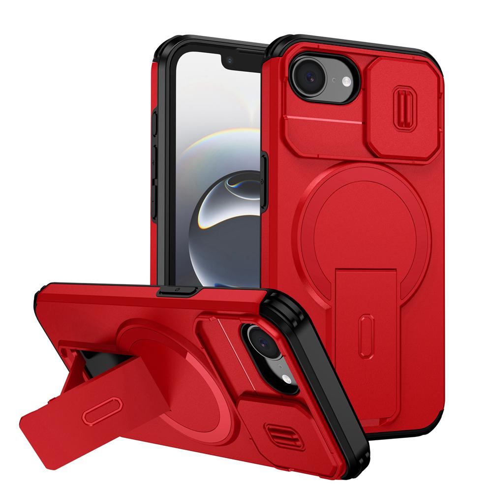 KEYSION Противоударный бронированный магнитный чехол для iPhone 16e Силикон+ПК Сдвижная защита камеры Подставка Беспроводная зарядка Чехол для телефона