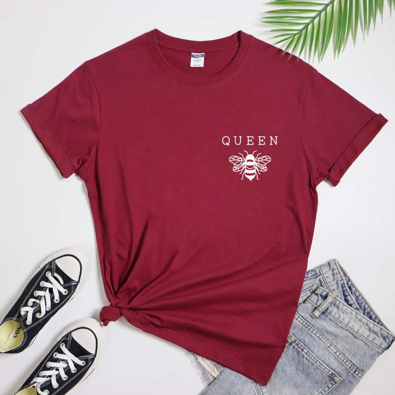 Queen Bee Pocket Print Tshirt Minimalist Honey Bumble Bee Graphic Tee Top Trendy Beekeeper Inspirational Tshirt