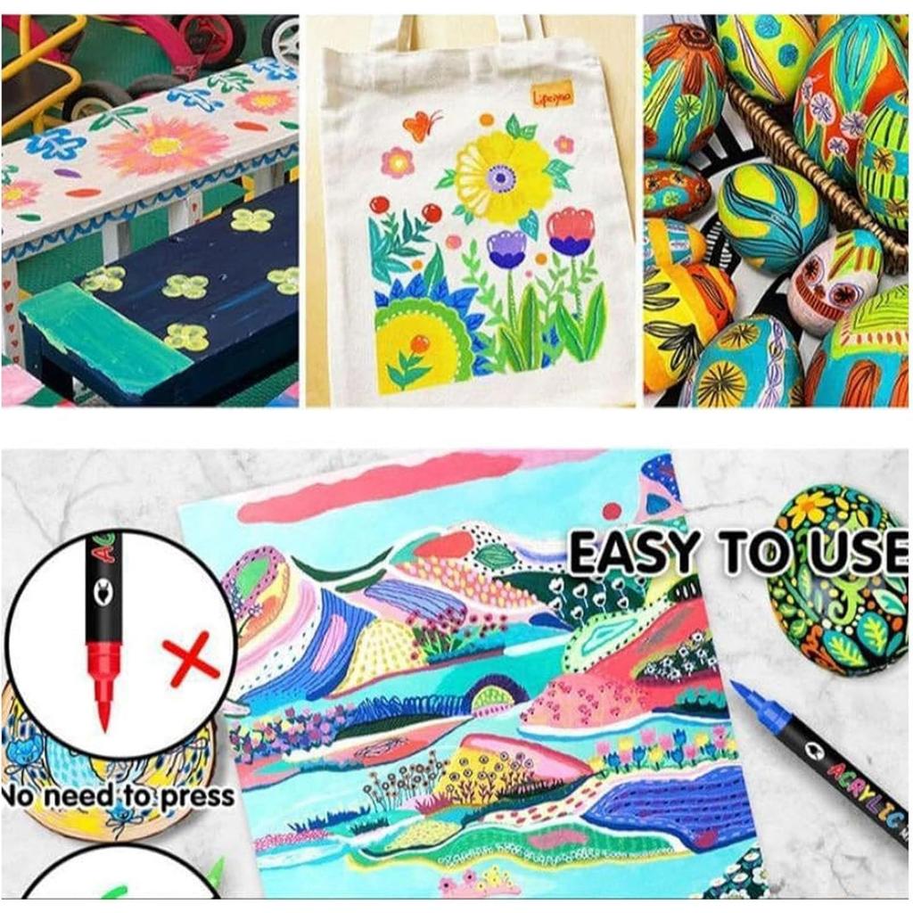 Двусторонний акриловый маркер - 24/48/72/96/120/168 цветов, пигментный маркер подходит для рисования, керамики, дерева, холста, пластика, DIY поделок 3 мл