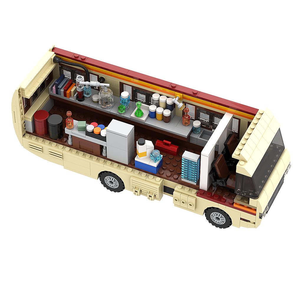Gobricks MOC Классический Фильм Во все тяжкие Автомобиль Строительные Блоки Комплект Уолтер Уайт Пинкман Кухонная Лаборатория RV Транспортное Средство Для Подарков