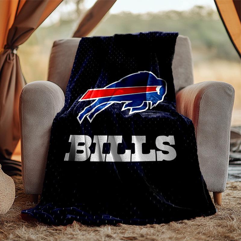 Bills Team Flannel Blanket Soft Warm All-Season Throw, Design for Camping, Car Travel, Hiking Sofa, Bed, Office Perfect Gift for Parties