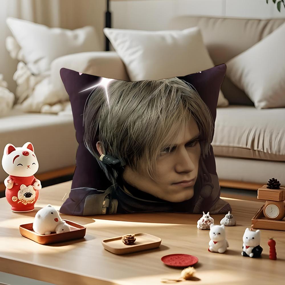 Heart Pink Leon KKennedy Cushion Cover Silky Short Plush with Invisible Zipper Dustproof Sofa Pillow Cover for Home Decor