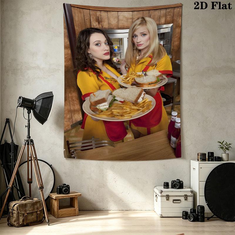 2 Broke American Sitcom Wall Tapestry Aesthetic Wall Hanging Printed Fabric Blanket Decorative Tapestries For Bedroom Living Room Home Decor