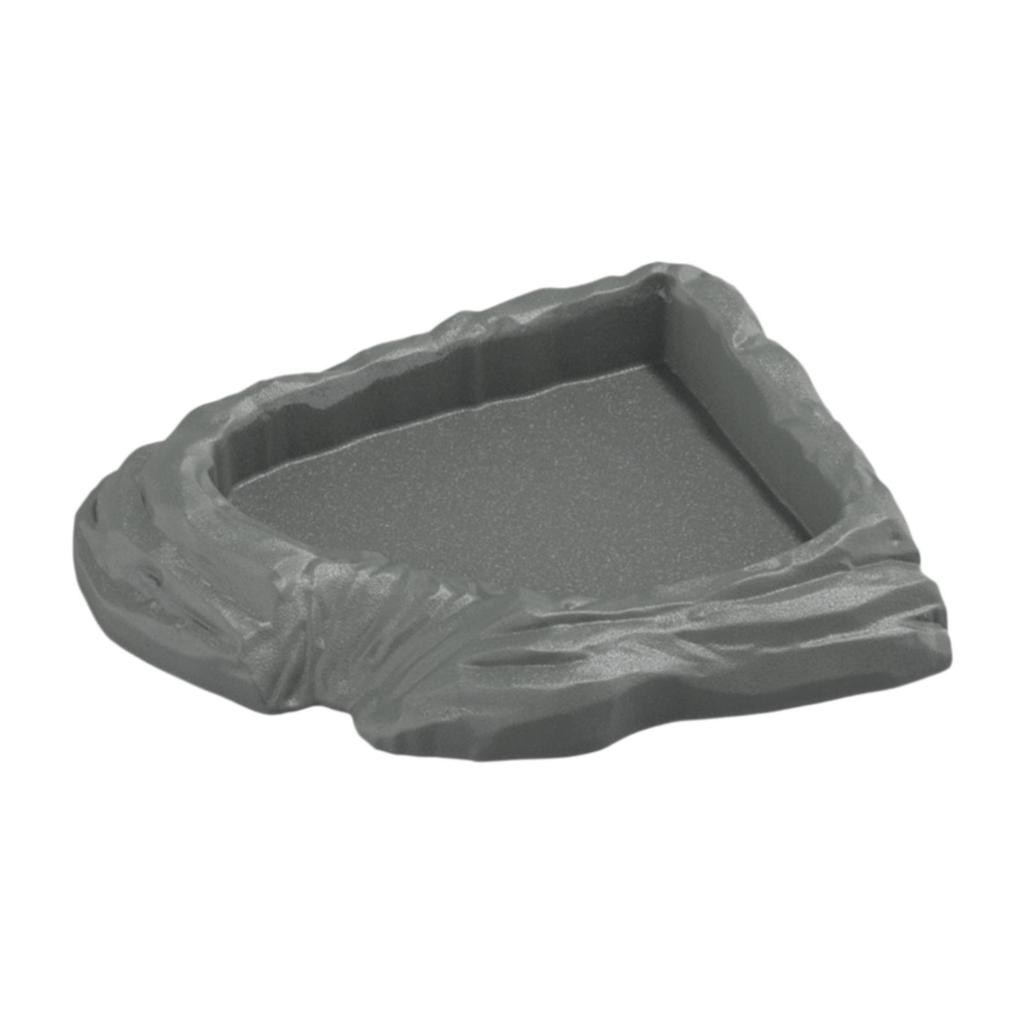 Reptile Water Bowl Plastic Corner Dish Realistic Rock Feeding Tray for Turtle Aquarium and Reptile Habitat