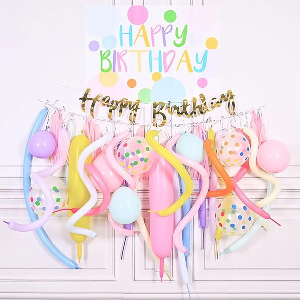 100 Pcs Macaron Long Balloons Long Twisting Balloons DIY 260 Latex for Birthday Wedding Decor, Party Decoration, Ties (Macaron)