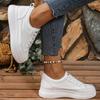 Модные белые кроссовки с круглым носком женские весна-осень 2025 на шнуровке, женские повседневные туфли на платформе для ходьбы, женская спортивная обувь