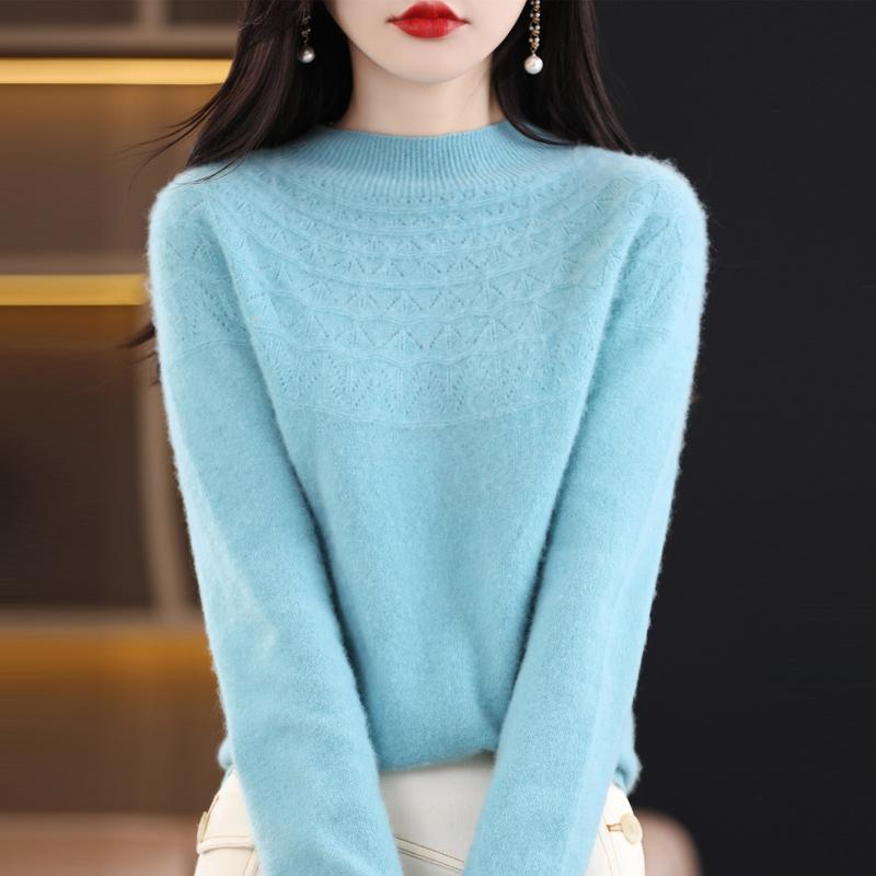 Женский свитер с полуводолазкой, кашемир Цинхэ, 30% кашемир, 70% шерсть, зимний вязаный пуловер, осенний свитер, кашемировый свитер
