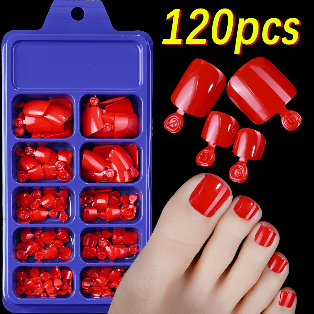 100PCS Short Square False Toenail Tips Full Cover White Artificial Fake Toenail Acrylic Foot Nail Art Tip Press on Toe Extension