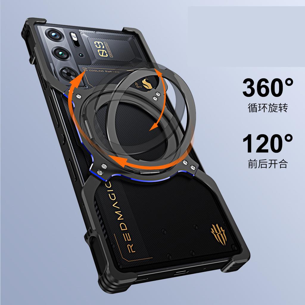 Магнитный безрамочный алюминиевый чехол для Nubia Redmagic 10 Air с подставкой, металлический безрамочный противоударный чехол с защитой камеры