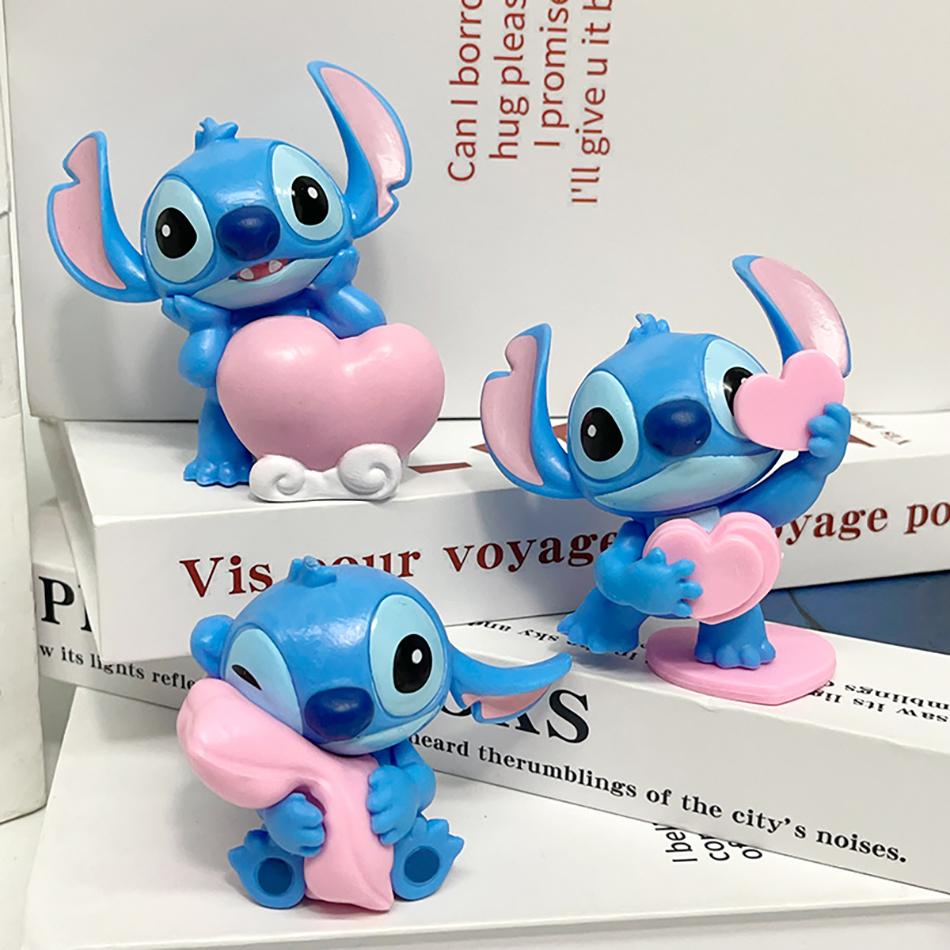 6 шт./комплект Новая серия Stitch Sweet Pink Милые фигурки персонажей Куклы Игрушки Настольный декор Коллекционные игрушки Подарки для девушки ПВХ Подвижные шарнирные Масштаб
