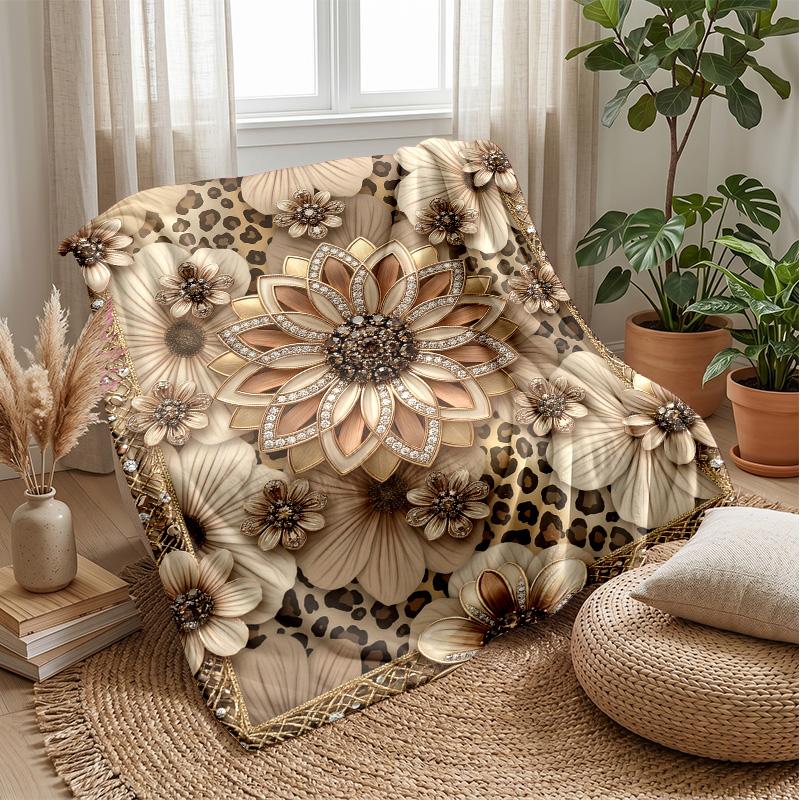 Glamorous Leopard Diamonds 1 Theme blanket Lightweight Warm Flannel Blanket Decorative Throw Blanket for Home Decoration