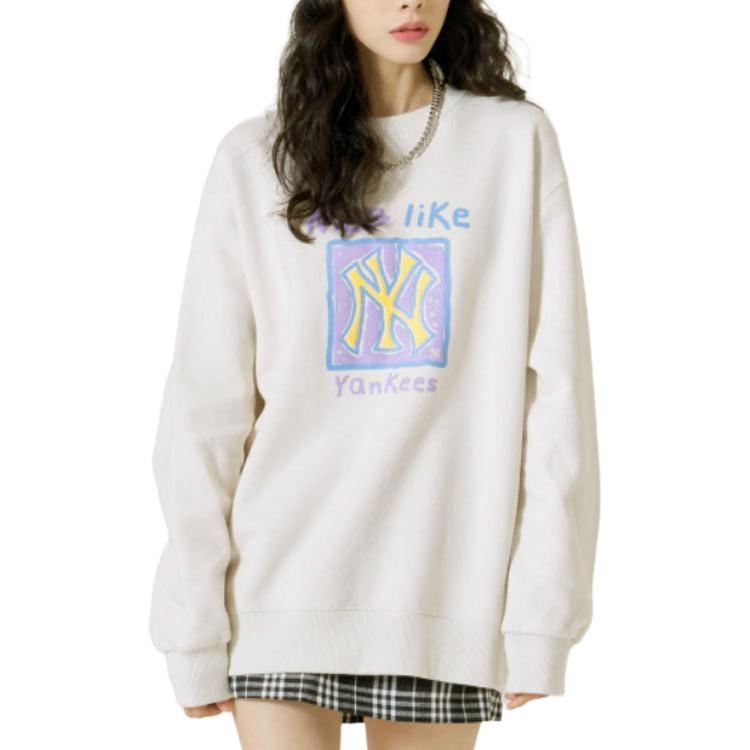 MLB New York Yankees Sweatshirts Unisex Beige Crew Neck Moderate Regular 3AMTL6116-50CRS