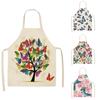 Butterfly Pattern Printed Cotton Linen Apron Home Kitchen Cooking Baking Apron Dining Bib Cleaning Accessories