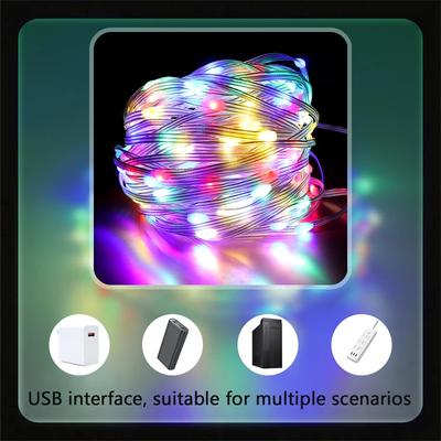 Светодиодная USB гирлянда 5 м/10 м, серебряная проволока, водонепроницаемые сказочные огни для рождественской свадьбы, праздничной вечеринки, украшения