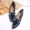 Women Flats 2025 New Knitted Slip Breathable Comfortable Solid Color Shoes Casual Pointed Toe Walking Loafers Sneakers Women
