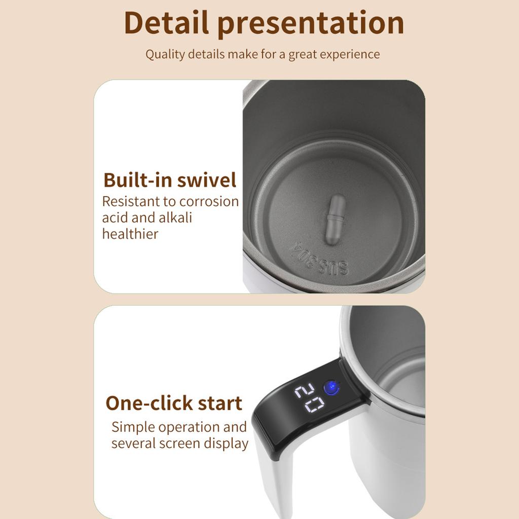 Self Stirring Mug Auto Magnetic Coffee Mug Stainless Steel Travel Coffee Mug Suitable for Coffee Milk Cocoa and Other Beverages