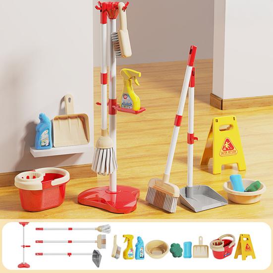 Набор для уборки для малышей Детская игрушка для уборки Включает щетку-пыльник швабру губку веник совок тряпку набор для ролевых игр в домашнюю работу для мальчиков девочек 2-5 лет
