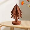 3Pcs Wooden Trivets for Hot Dishes Creative Tree Shape Coaster Set Non-Slip Heat Insulated Placemat Folding Wood Table Plate Mat with Stand for Teapot