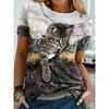 Women's 3d Dogs Cat Print T Shirt Fashion Tops Harujuku Oversized Summer O-Neck Top Female Clothing