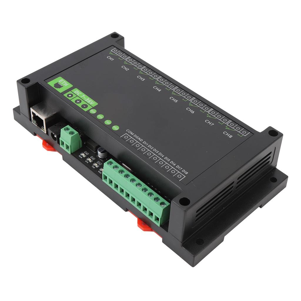 8CH Ethernet Relay Module, 5.5x2.1 Power Interface 7-36V Terminal Block RTU s Protocol Ethernet Communication with PoE