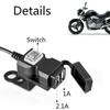 12-24 В 2 USB Зарядное гнездо на руль мотоцикла + Переключатель