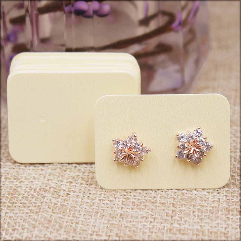 100 шт. симпатичная однотонная бумажная упаковка для сережек DIY маленькая сережка-гвоздик белая крафт-бумага розовая ювелирная витрина