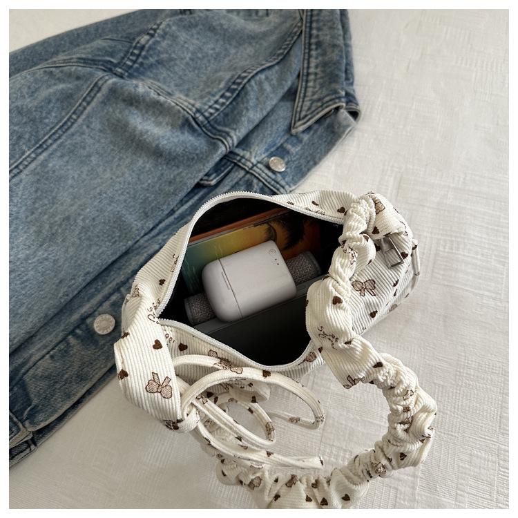 Corduroy Polka Dot Ruffle Crossbody Bag - Autumn/Winter 2025 Collection