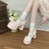 Sweet and Cute Lolita High Heels Women's Thick Heels Lo Shoes New Uniform Lolita Mary Jean Small Leather Shoes