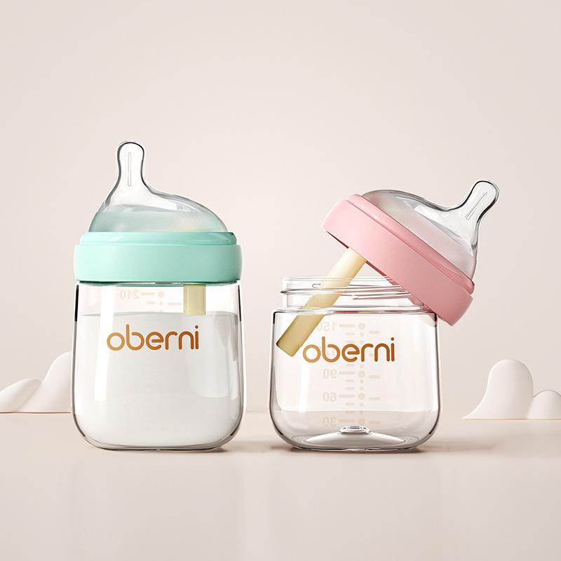 Oubani 210 мл Эксцентричная пустышка для новорожденных Стеклянная бутылочка Против метеоризма Против плевков Против удушья Детская бутылочка