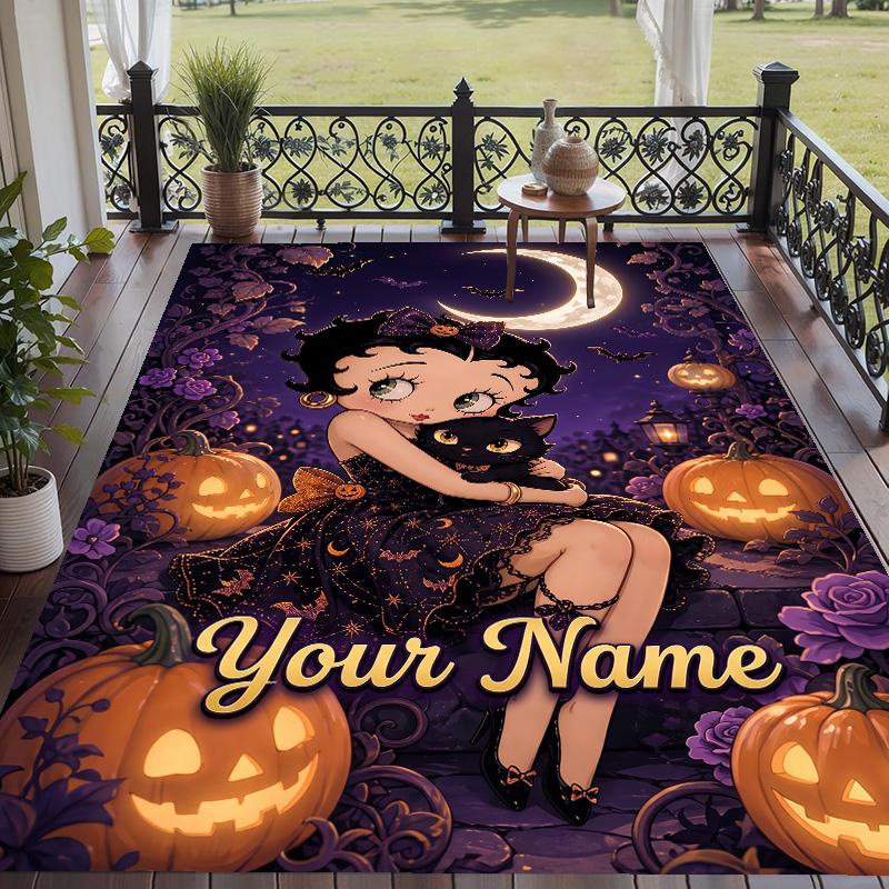 Custom Text Betty Boop Pattern Floor Rug Soft Indoor Carpet Mat Living Room Bedroom