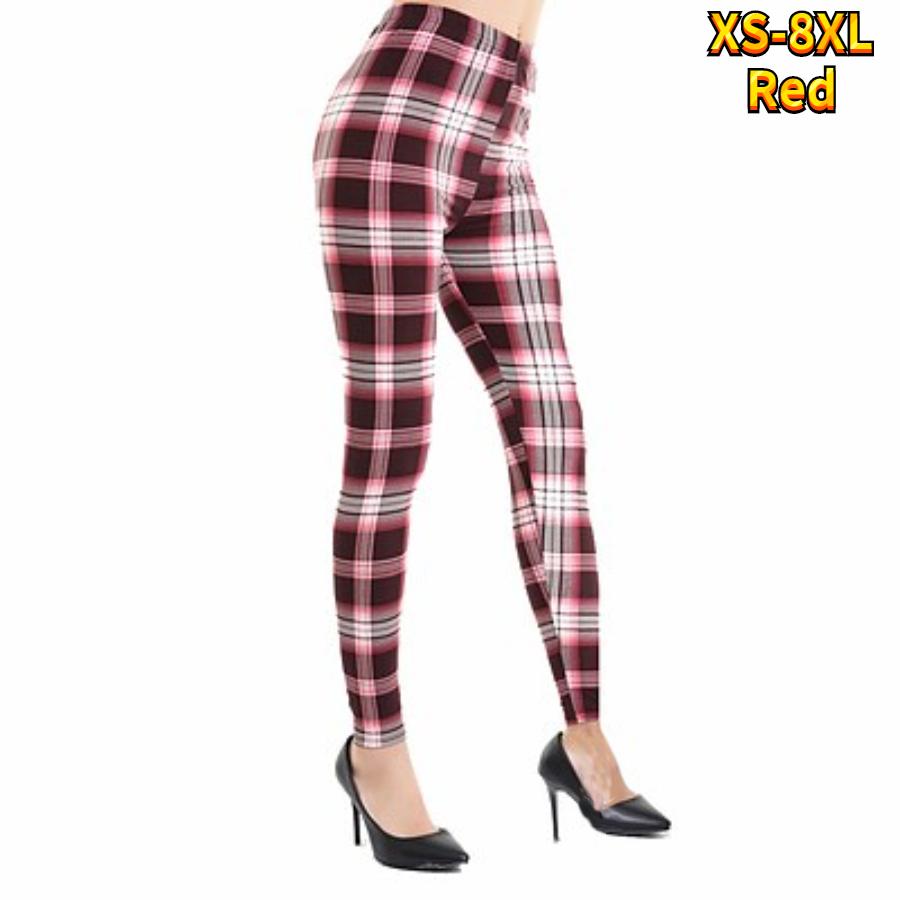 Женские красные клетчатые принты, эластичные леггинсы для йоги, фитнес-бег, спортивные брюки для активного отдыха