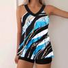 Women's Swimwear Tankini 2 Piece Swimsuit Green Pattern Print Vacation Bathing Suits