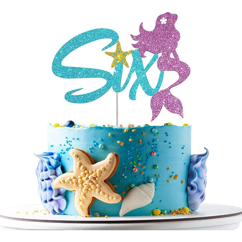 Хвост русалки С Днем Рождения Торт Украшение для вечеринки в честь Русалочки 1-10 цифр Украшения для кексов для девочек День рождения Baby Shower Декор