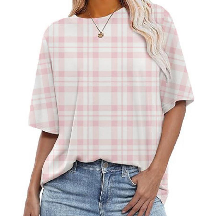 Женские повседневные свободные футболки с круглым вырезом и короткими рукавами в полоску с цифровой печатью для женщин