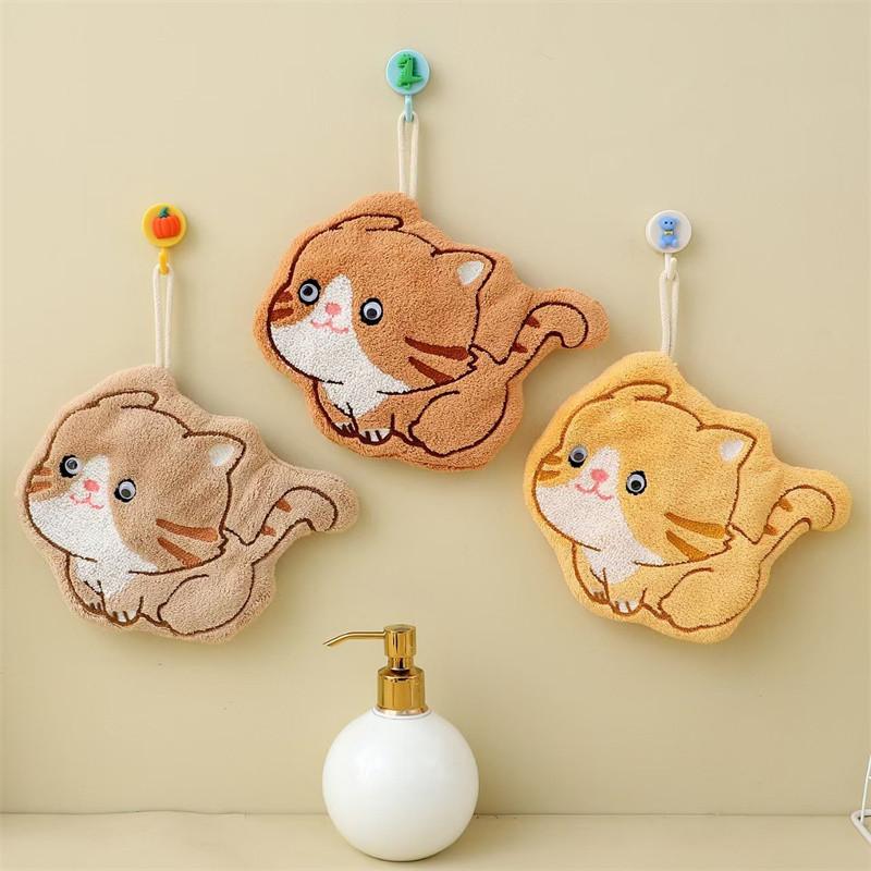 Бегущий котенок полотенце для рук можно повесить детский носовой платок утолщенный коралловый флис кухня ванная комната подвесной