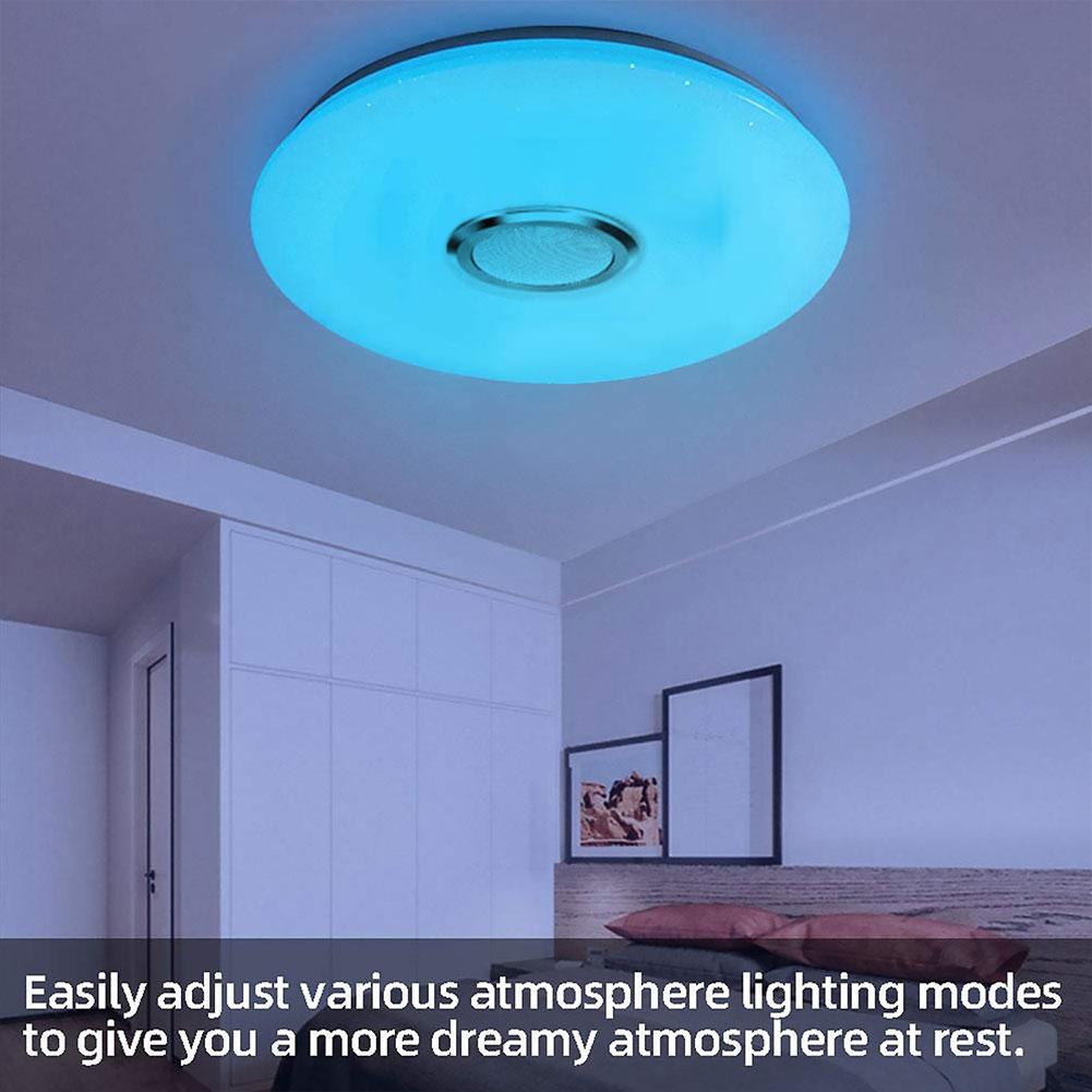 Светодиодный потолочный светильник RGB с управлением через приложение Bluetooth, современный потолочный светильник с регулировкой яркости и динамиком 2800K-6500K