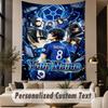 Custom Text Printed Tapestry Blue Lock Pattern Large Wall Hanging Indoor Room Decor